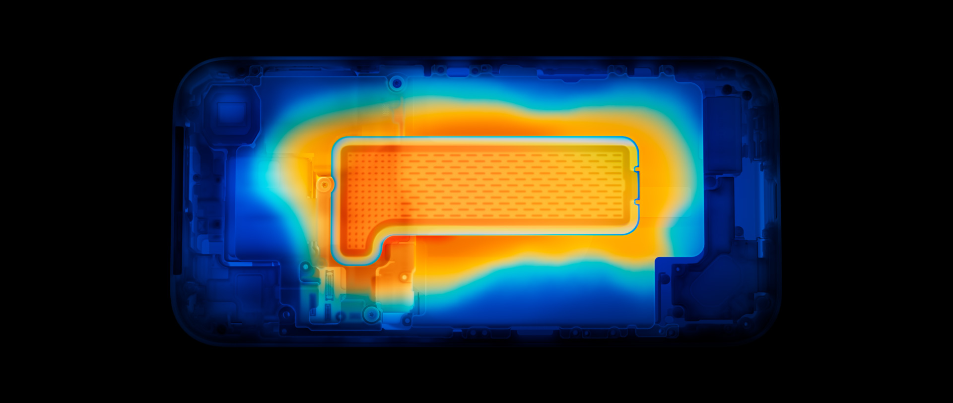 Binnenkant van de dampkamer van iPhone 17 Pro