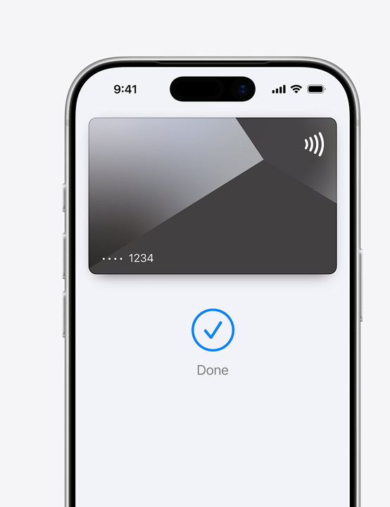 Vista parcial do ecrã do iPhone, a mostrar um cartão Mastercard a ser usado no Apple Pay