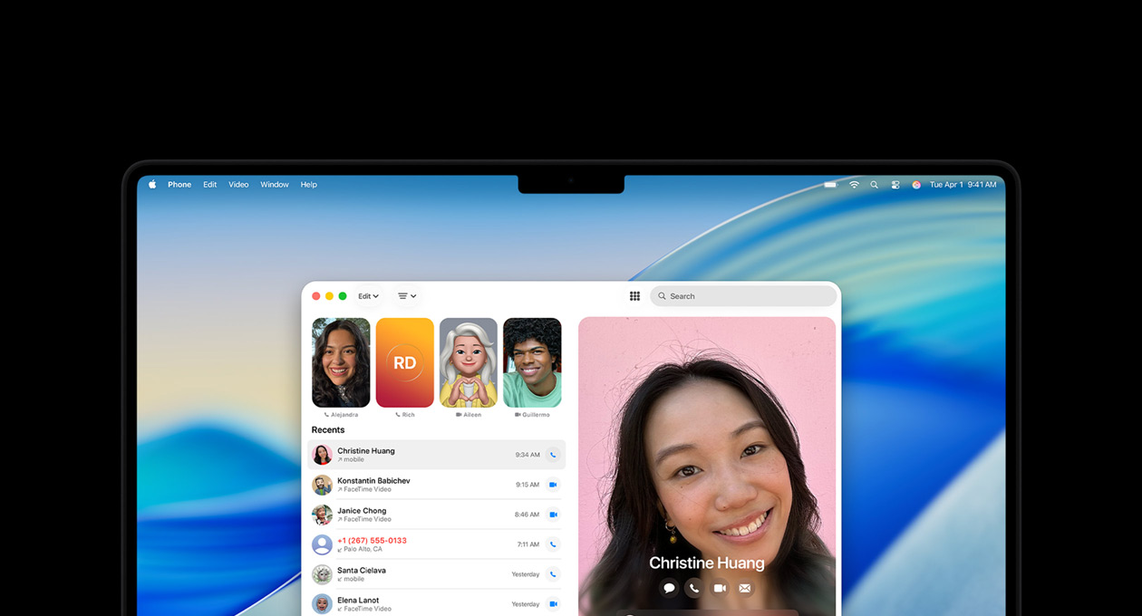 MacBook Pro e iPhone lado a lado, o ecrã do MacBook Pro com a app Telefone e as Atividades em tempo real da app Uber, com o iPhone a mostrar a app Uber