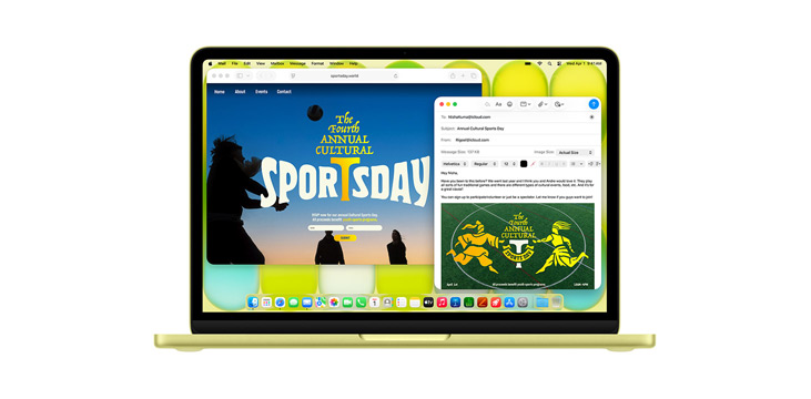 14 tuuman MacBook Prossa esittelyssä appeja, kuten Microsoft PowerPoint, Viestit ja Pages.