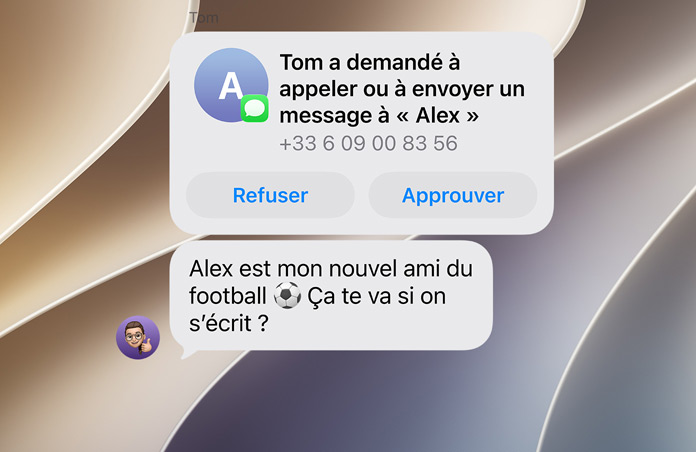 Écran affichant la fonctionnalité Limites de communication