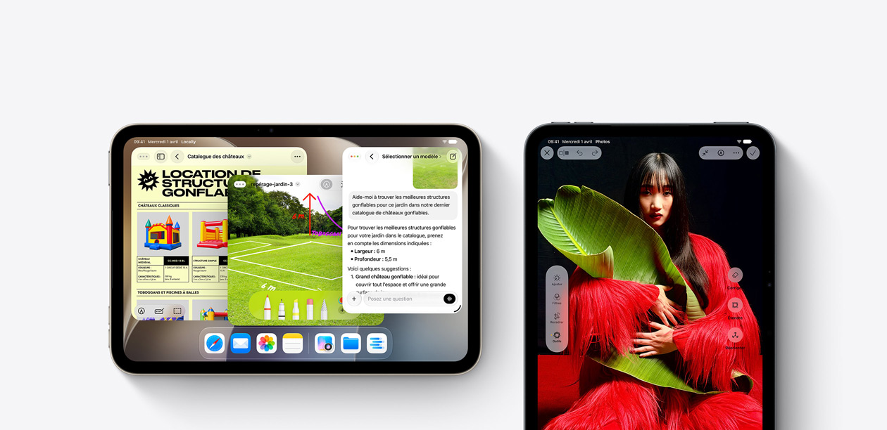 Plusieurs iPad mini, de face, affichant différentes apps.