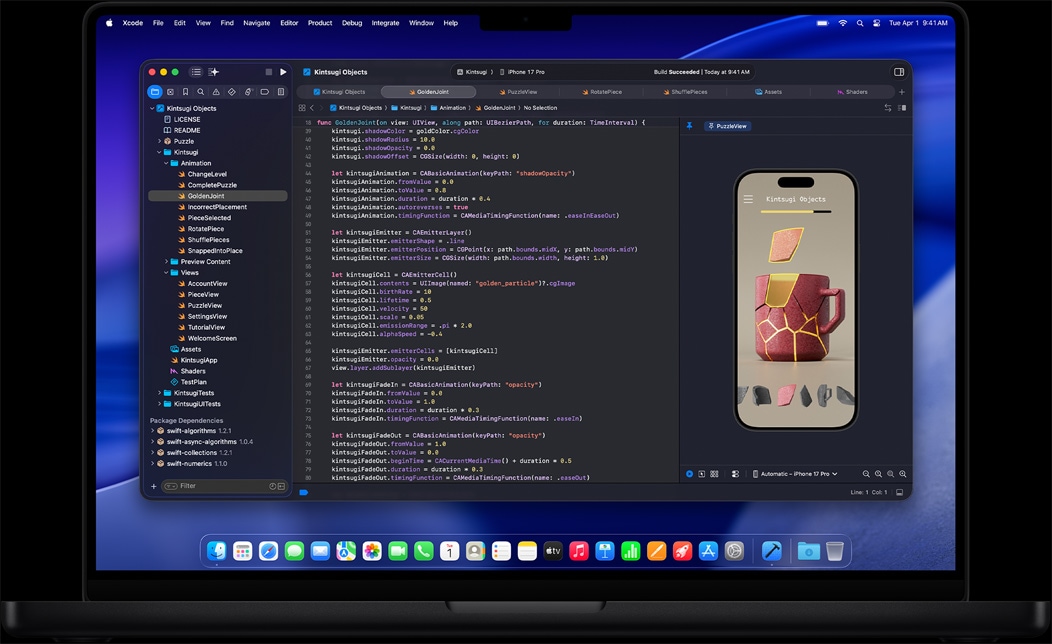 Οθόνη MacBook Pro που δείχνει app που κωδικοποιείται στο Xcode