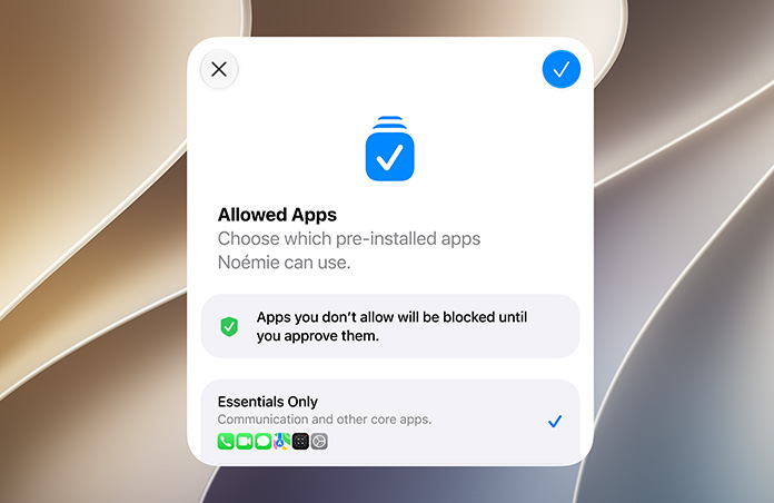 Setup Assistant screen displaying a parent or guardian's ability to review and approve apps for a Child Account.