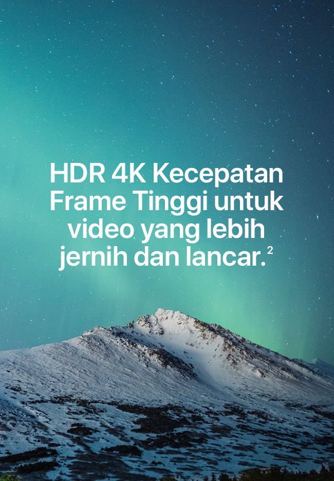 HDR 4K Kecepatan Frame Tinggi untuk video yang lebih jernih dan lancar.(2)
