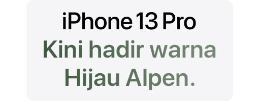 iPhone 13 Pro  Kini hadir warna Hijau Alpen.