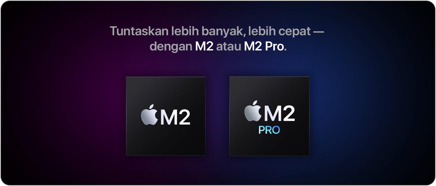 Tuntaskan lebih banyak, lebih cepat — dengan M2 atau M2 Pro.