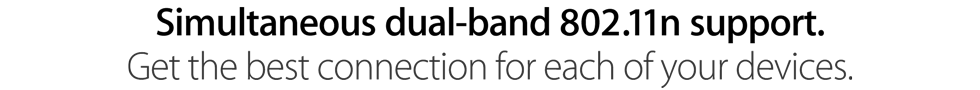 Simultaneous dual-band 802.11n support. Get the best connection for each of your devices.