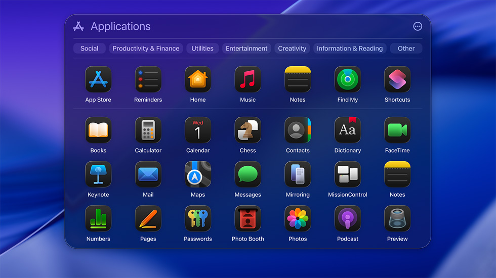 画面にグリッド形式で表示されている様々なアプリのアイコン。