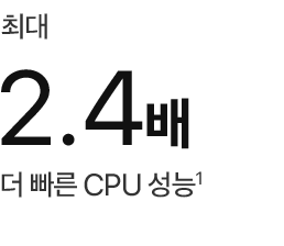 최대 2.4배 더 빠른 CPU 성능(1)