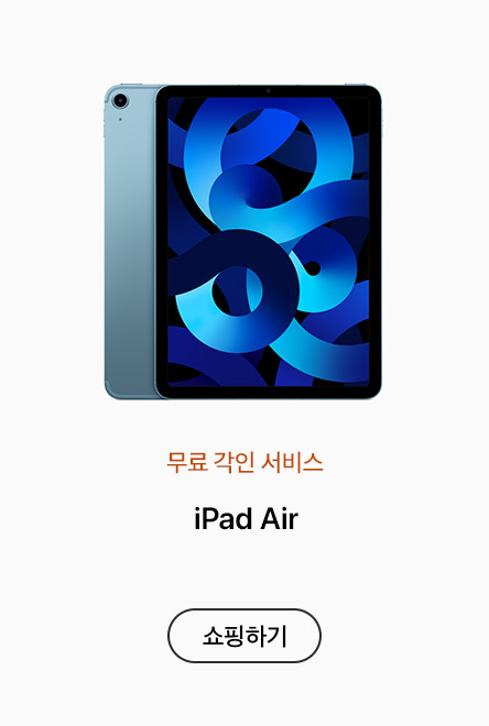 무료 각인 서비스. iPad Air. 쇼핑하기: