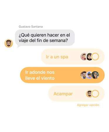 La app Mensajes muestra la funcionalidad Encuestas en Mensajes siendo usada