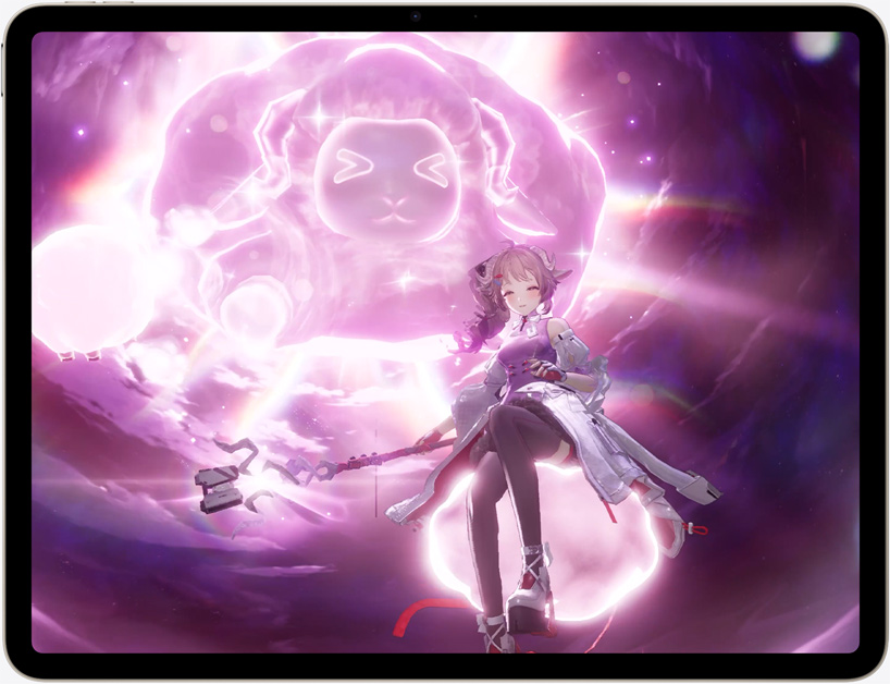 Žaidimo scena „iPad Air“ įrenginyje, veiksmo vaizdo žaidimas „Control“