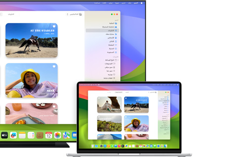 جهاز Mac يشارك صوراً على تلفزيون بشاشة مسطحة باستخدام البث السريع من Apple
