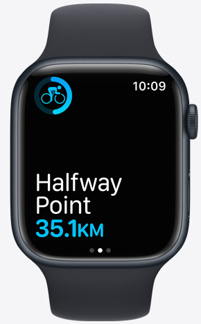 Apple Watch displaying halfway point