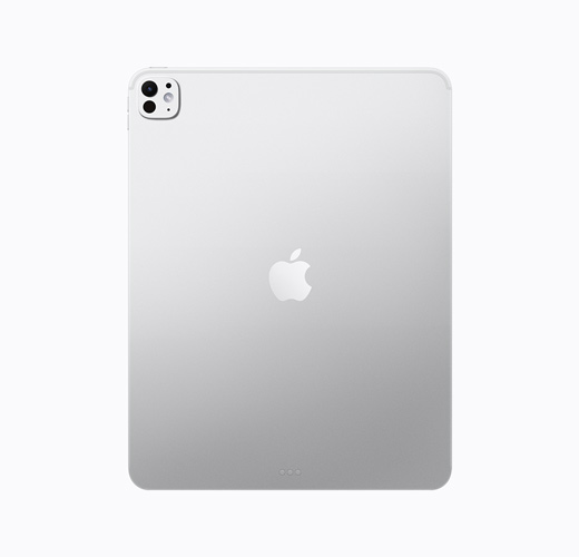 iPad Pro, Silver color, back exterior, glossy silver Apple logo