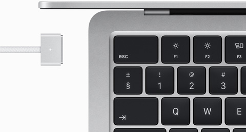 MacBook Air in Silver color with color-matched MagSafe cable