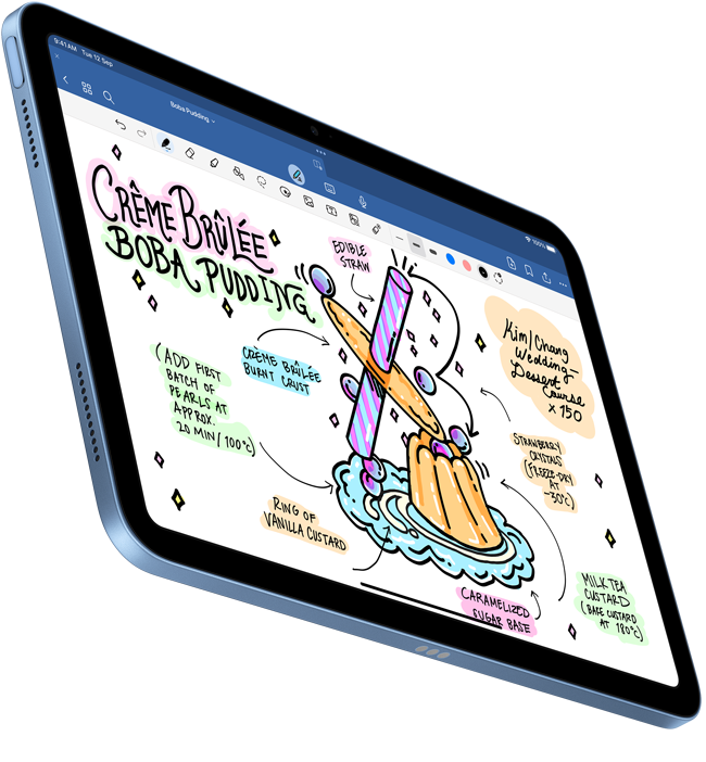 iPad 畫面顯示在 Goodnotes 6 上製作的手寫文件。