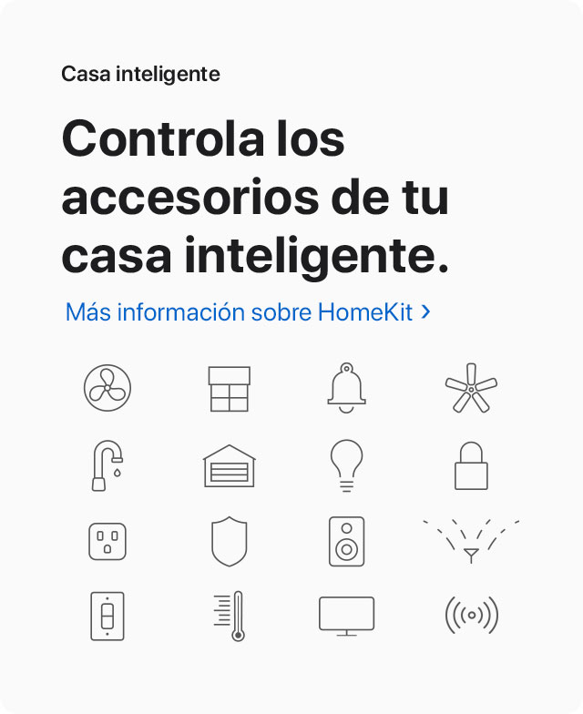 Casa inteligente | Controla los accesorios de tu casa inteligente. | Más información sobre HomeKit