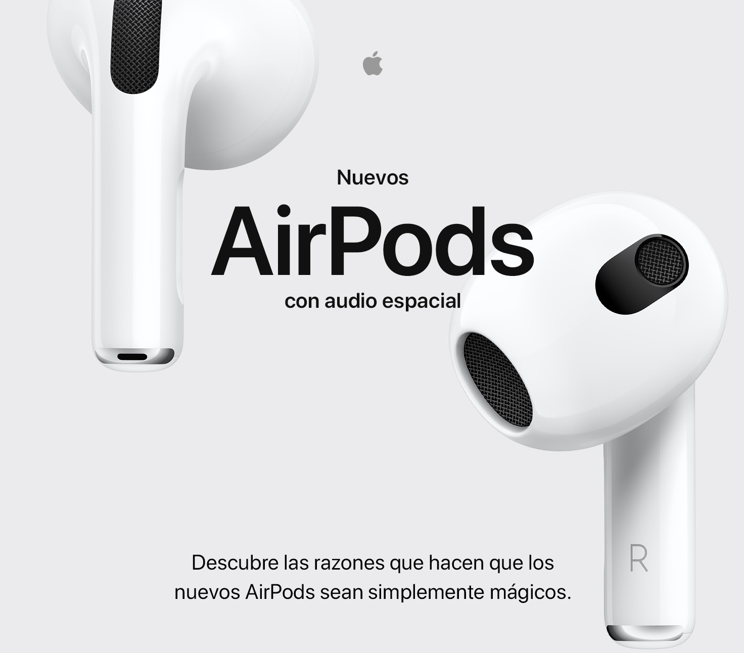 Nuevos AirPods con audio espacial Descubre las razones que hacen que los nuevos AirPods sean simplemente mágicos.