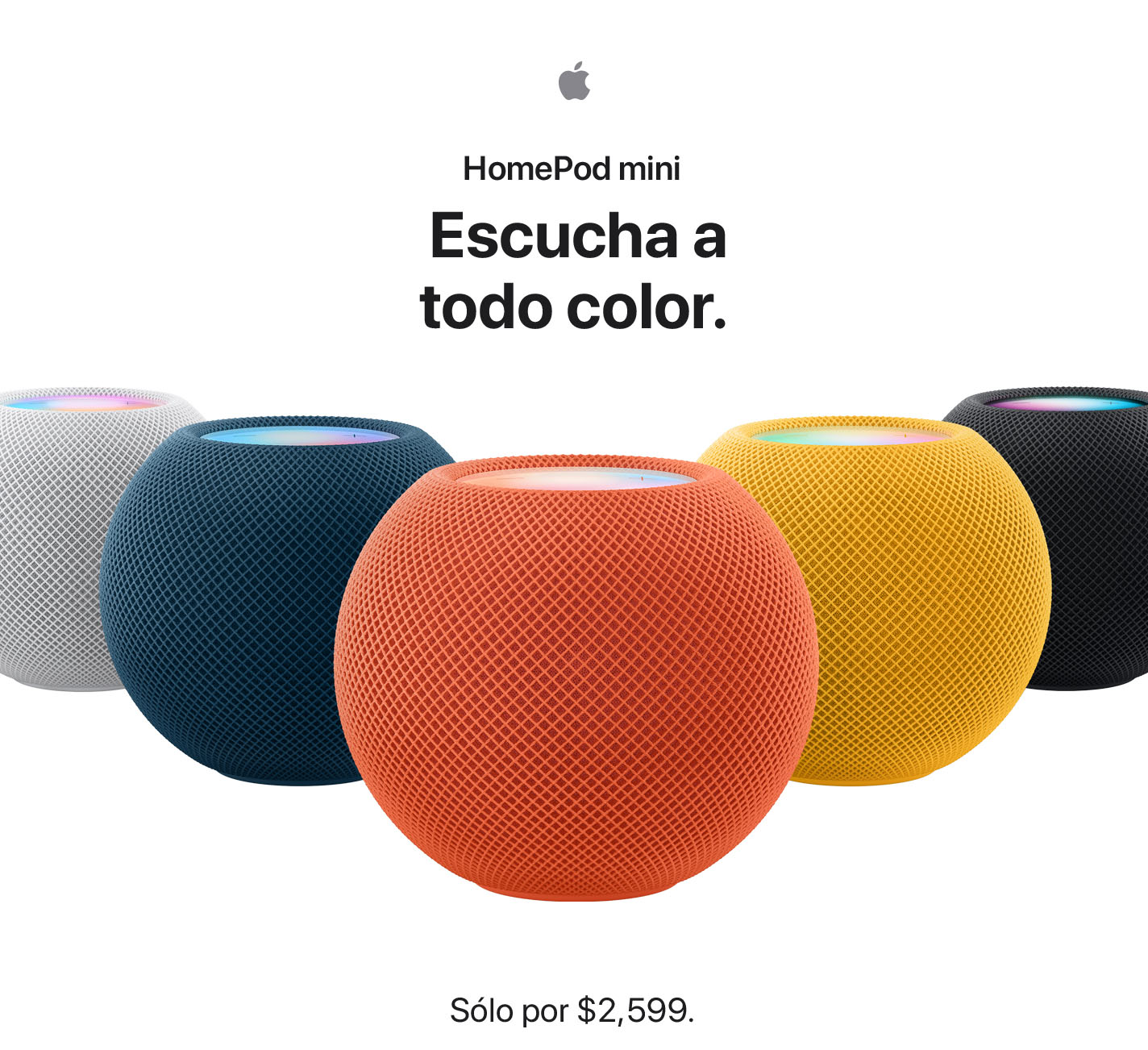 HomePod mini Escucha a todo color. Sólo por $2,599.