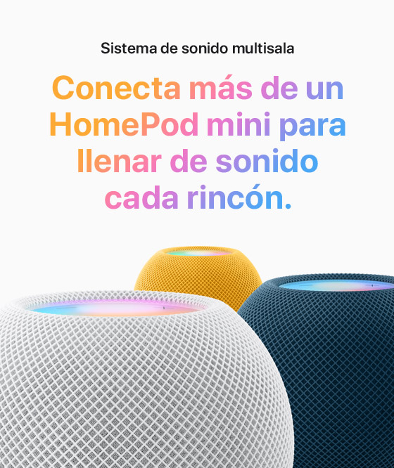 Sistema de sonido multisala. Conecta más de un HomePod mini para llenar de sonido cada rincón.