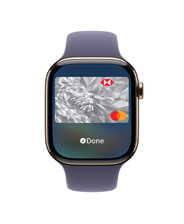 Apple Watch Series 11, gold colour, titanium case, Apple Pay, right side exterior, Digital Crown, purple fog Sport Band