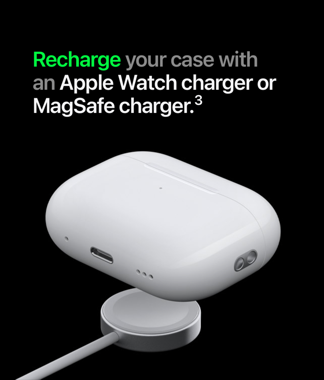 Recharge your case with an Apple Watch charger or MagSafe charger.(3)