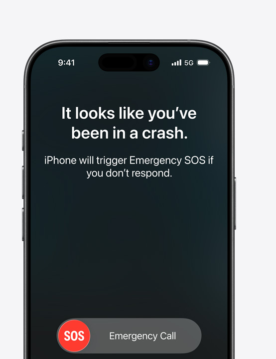 iPhone screen showing Crash Detection in use
