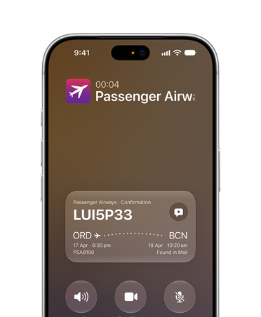 iPhone 17 Pro Silver displaying Call Context Siri AI feature. Front screen shows airline confirmation details while on a call.
