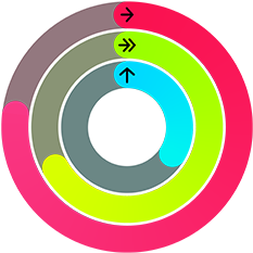 Red, green, and blue Activity rings, representing Move, Exercise, and Stand goals in the Activity app