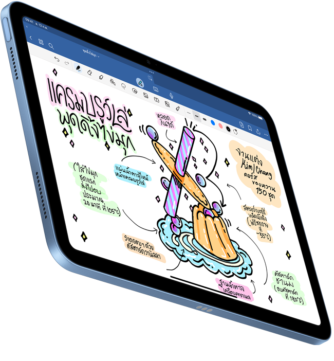 เอกสารที่เขียนด้วยลายมือที่สร้างสรรค์ด้วย Goodnotes 6 แสดงอยู่บน iPad