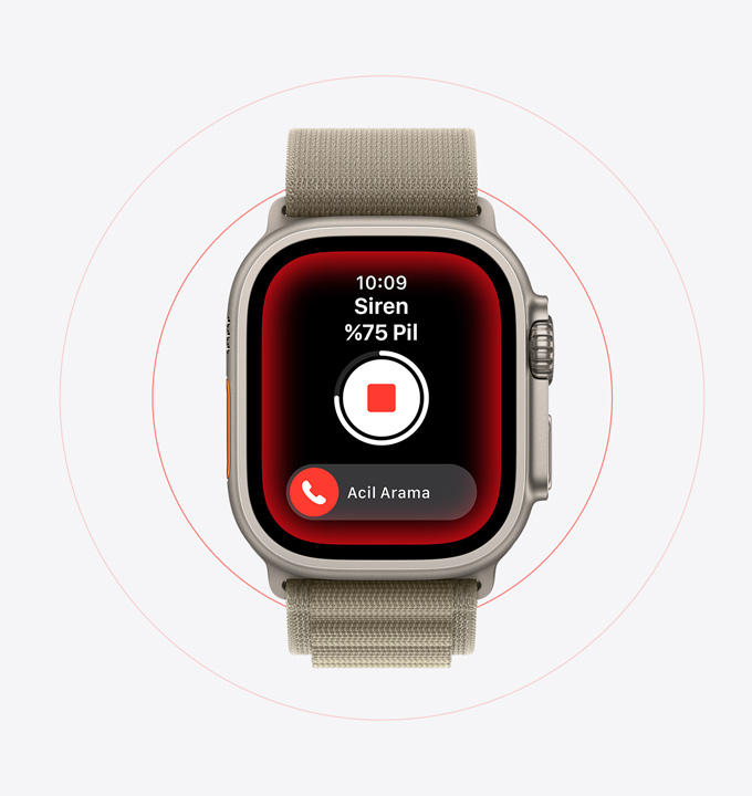 Apple Watch Ultra 2’de Siren kullanılıyor.