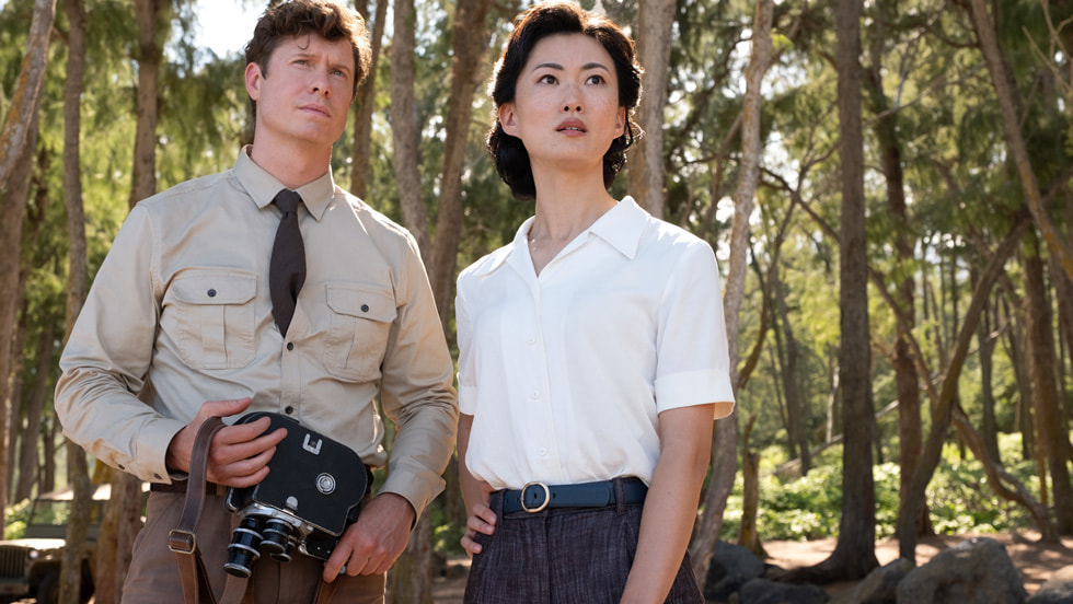 Anders Holm and Mari Yamamoto in “Monarch: Legacy of Monsters,” premiering November 17, 2023 on Apple TV+.