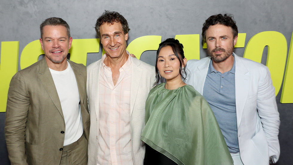 Matt Damon, Doug Liman, Hong Chau and Casey Affleck attend Apple Original Films’ world premiere of “The Instigators” at the Jazz at Lincoln Center. “The Instigators” opens in select theaters on Friday, August 2, 2024, before streaming globally on Apple TV+ on Friday, August 9, 2024.