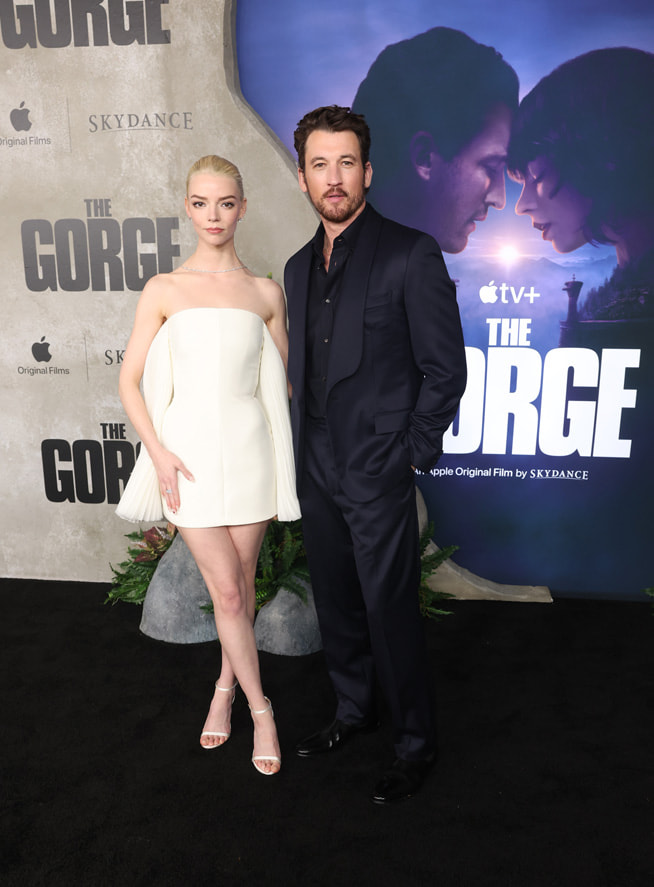 Anya Taylor-Joy and Miles Teller attend the Apple Original Films’ premiere of “The Gorge” at AMC Theatres at The Grove. “The Gorge” premieres globally on Apple TV+ on Friday, 14 February 2025.