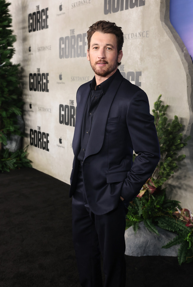 Miles Teller attends the Apple Original Films’ premiere of “The Gorge” at AMC Theatres at The Grove. “The Gorge” premieres globally on Apple TV+ on Friday, 14 February 2025.