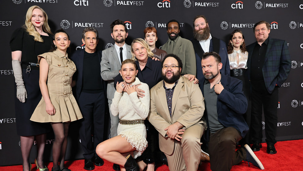 Gwendoline Christie, Sarah Bock, Ben Stiller, Adam Scott, Patricia Arquette, Britt Lower, Tramell Tillman, Ólafur Darri Ólafsson, Jen Tullock, Michael Chernus, Dichen Lachman, Zach Cherry and Dan Erickson at the PaleyFest LA screening and panel for Apple TV+’s “Severance” season two finale on Friday, 21 March 2025. 