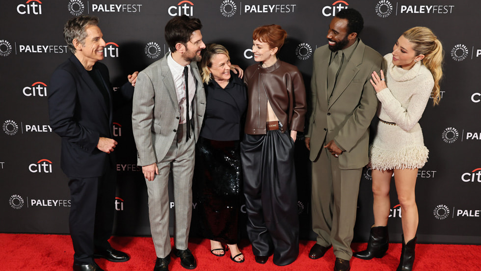 Ben Stiller, Adam Scott, Patricia Arquette, Britt Lower, Tramell Tillman and Dichen Lachman at the PaleyFest LA screening and panel for Apple TV+’s “Severance” season two finale on Friday, 21 March 2025.
