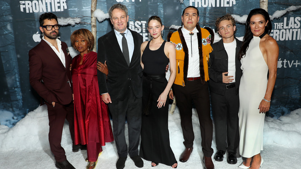 Dominic Cooper, Alfre Woodard, Jason Clarke, Haley Bennett, Dallas Goldtooth, Tait Blum and Simone Kessell attend the global premiere of the upcoming Apple TV+ series “The Last Frontier” at the Regal Union Square. The series debuts globally on Apple TV+ on Friday, 10 October, 2025