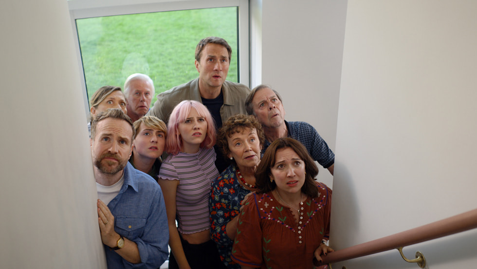 Branka Katić, Phil Davis, Oliver Chris, Roderick Smith, Rafe Spall, Cooper Turner, Scarlett Rayner, Marian McLoughlin and Esther Smith in “Trying,” premiering July 8, 2026 on Apple TV.