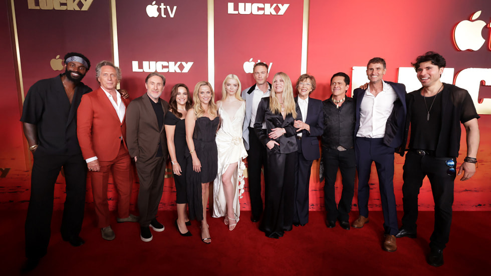 Mo McRae, William Fichtner, co-showrunner, writer and executive producer Jonathan Tropper, executive producer Lauren Neustadter, executive producer Reese Witherspoon, executive producer Anya Taylor-Joy, Drew Starkey, co-showrunner and executive producer Cassie Pappas, Annette Bening, Clifton Collins Jr., director and executive producer Jonathan van Tulleken, and Artur Zai Barrera attend the global premiere of the upcoming Apple TV series “Lucky” at the Directors Guild of America on July 13, 2026 in Los Angeles, California. The series debuts globally on Apple TV on Wednesday, July 15, 2026.