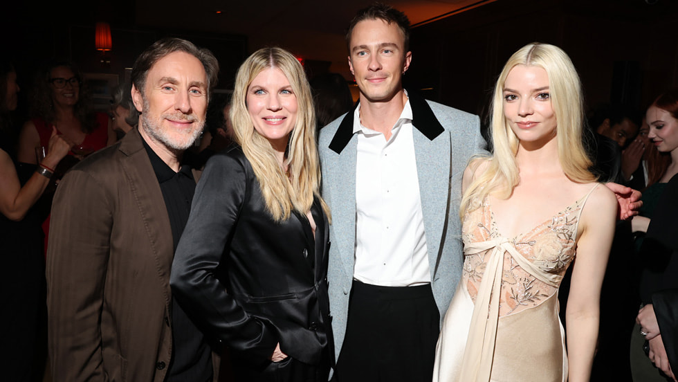 Co-showrunner, writer and executive producer Jonathan Tropper, co-showrunner and executive producer Cassie Pappas, Drew Starkey and executive producer Anya Taylor-Joy attend the “Lucky” after party at the Sunset Tower on July 13, 2026 in Los Angeles, California. The series debuts globally on Apple TV on Wednesday, July 15, 2026.