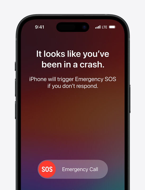 iPhone із демонстрацією функції «Виявлення аварій».