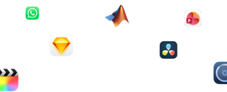 Навколо напису «Професійні додатки просто літають» розміщено іконки різноманітних додатків