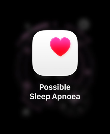 Possible sleep apnoea notification, pink heart in white box