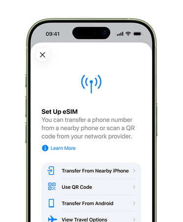 iPhone Air, front exterior, Set Up Mobile Data feature in use