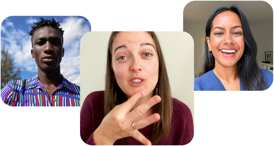 Llamada de FaceTime de grupo con una persona que se comunica en lengua de signos
