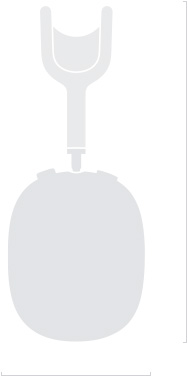 Illustration silhouette of AirPods Max 2, side exterior, 83.4-mm depth, 187.3-mm