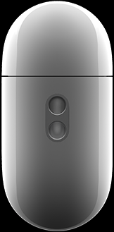MagSafe 充電盒身的右側具有嵌入式掛繩孔，上面有兩個孔洞可供掛繩穿過。